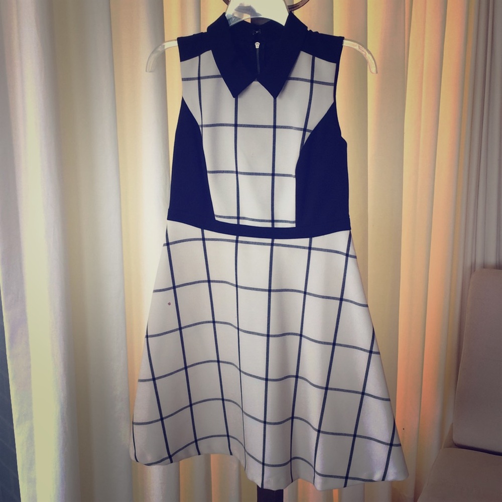 Black and White Checkered A-Line Lift Dress Sz 2P